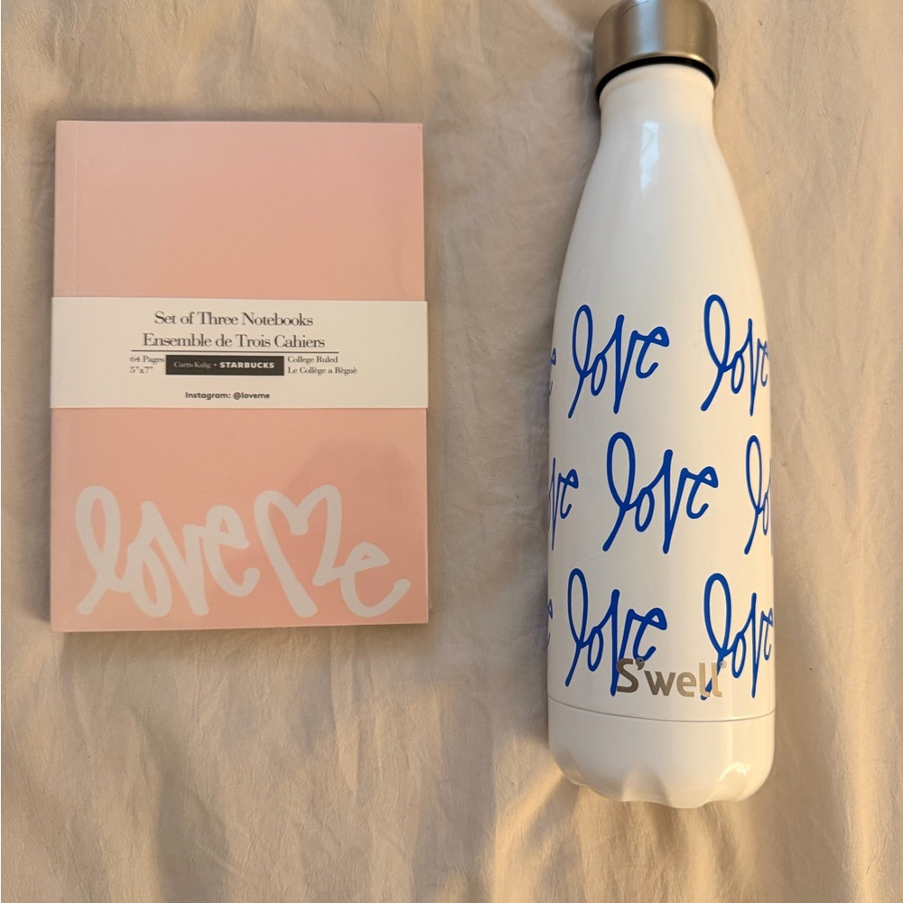 Curtis kulig and Starbucks collab S'well White and Blue Water Bottle, journals